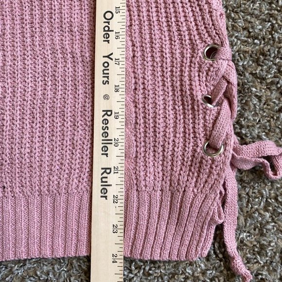 Style Me Petites Sweater Womens Medium Pink Pullover Long Sleeve Grommet Ladies - Picture 10 of 12